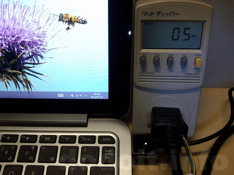 HP ENVY x2 アイドル時の消費電力（輝度最高）