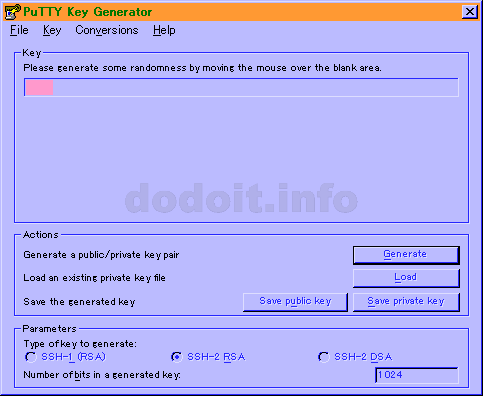 PuTTY Key Generator ランダマイズ